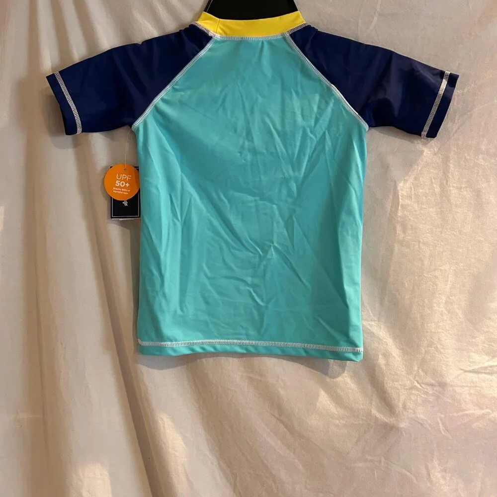 Gymboree Boys 5T Blue Yellow Submarine Short Sleeve Swim Rashguard Splish-Splash
